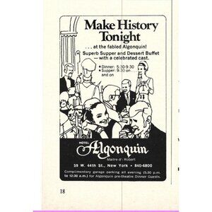 Hotel Algonquin 1970s Supper Dessert Buffet Ad Print New York City Restaurant